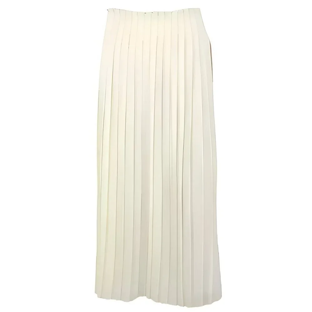NWT Vintage Pierre Cardin Ivory Cream White Pleated Minimalist Neutral Skirt M
